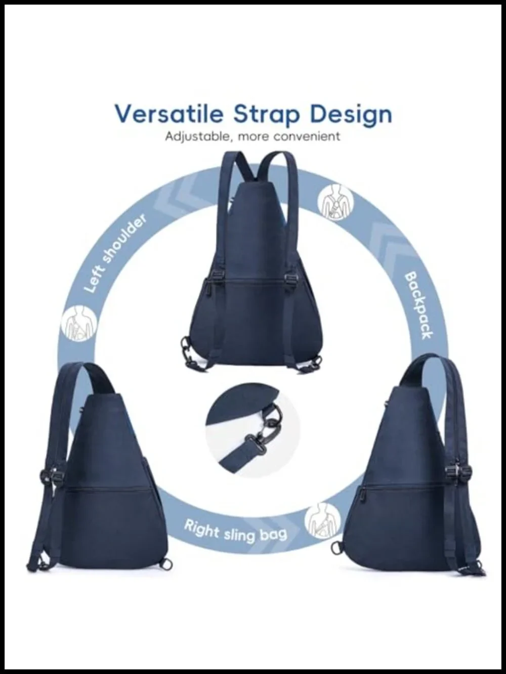 Pickleball Sling Bag with 7 Pockets and Detachable Strap